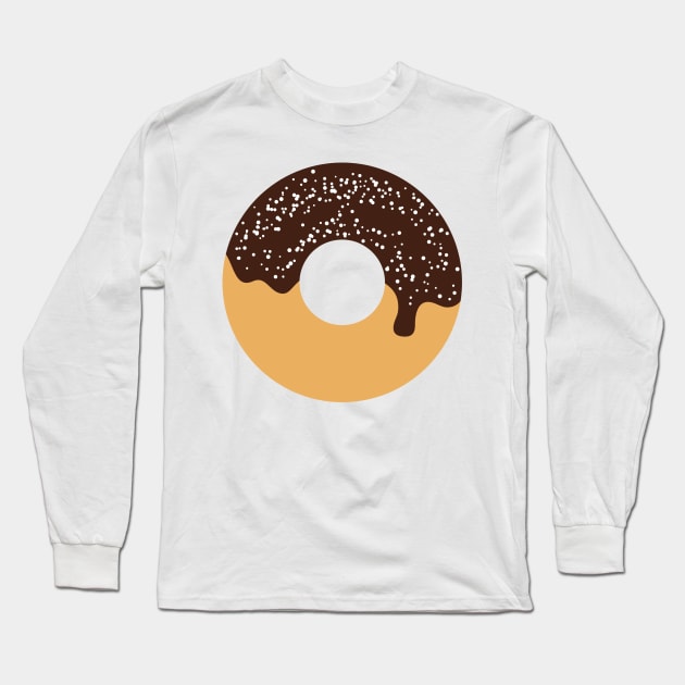 Simple Chocolate Donut with Powdered Sugar Long Sleeve T-Shirt by InkyArt